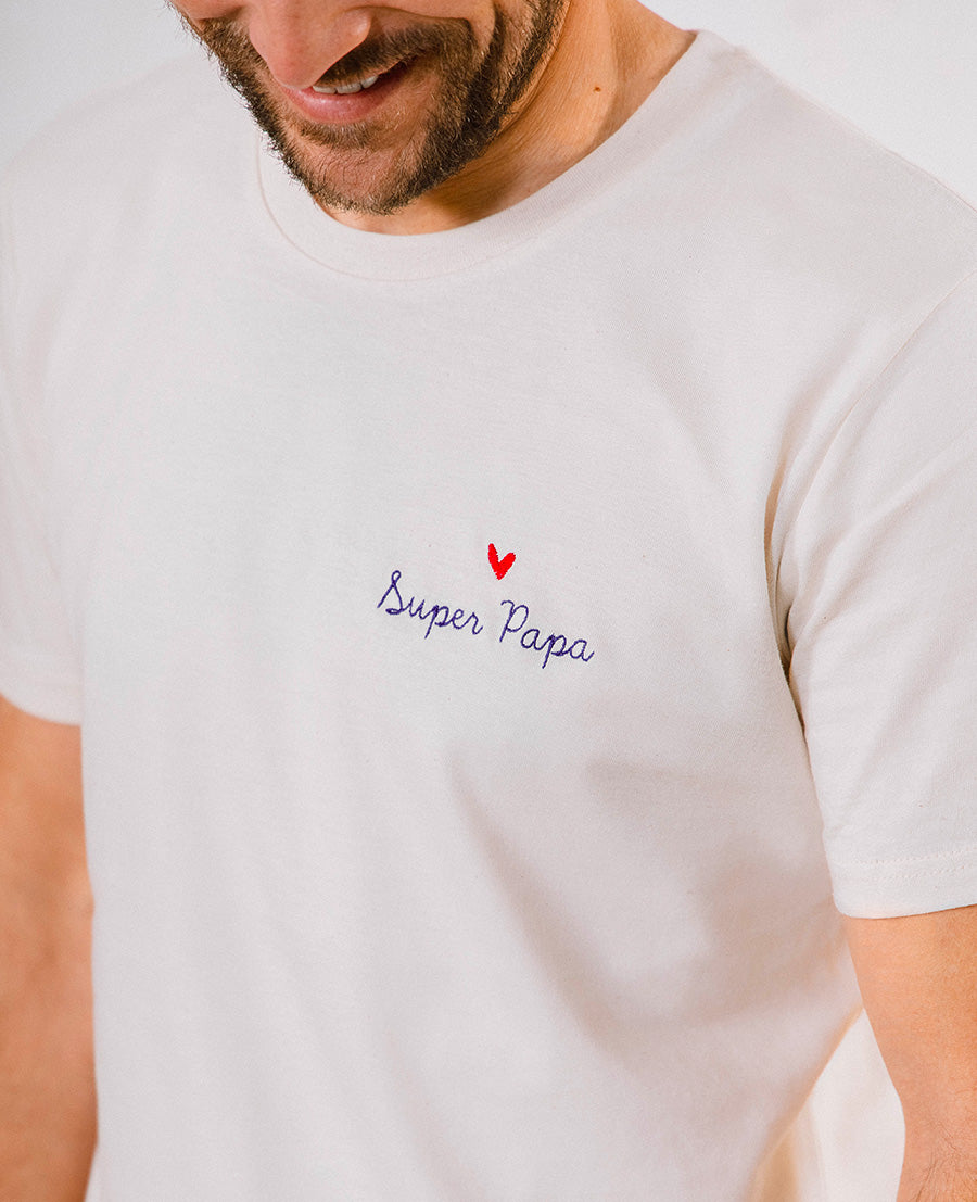 T-shirt Papa brodé personnalisé coeur