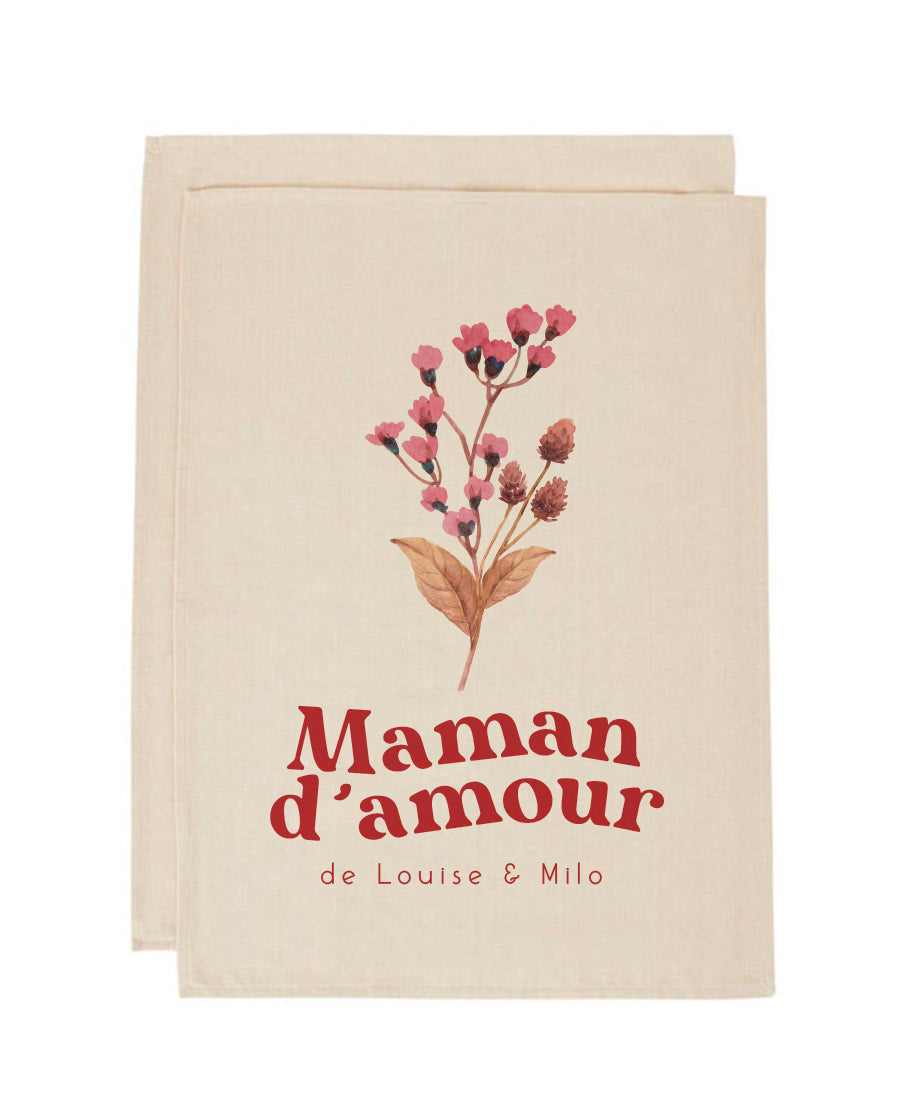 Torchons personnalisable Maman d'amour (Lot de 2)